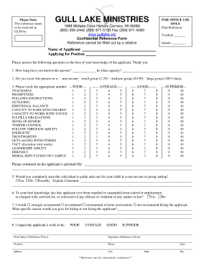 Confidential Reference Form