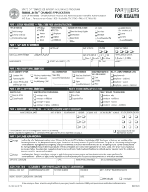 Tennessee Group Insurance Enrollment Change Application