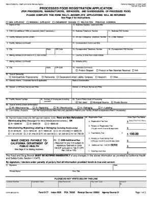 California Processed Food Registration Application
