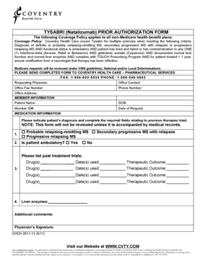 Tysabri Prior Authorization Form