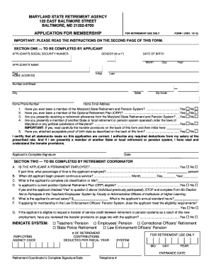 Maryland State Retirement Application