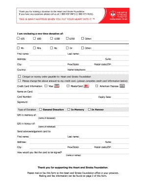 Heart and Stroke Foundation Donation Form