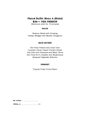 Halal Catering Menu