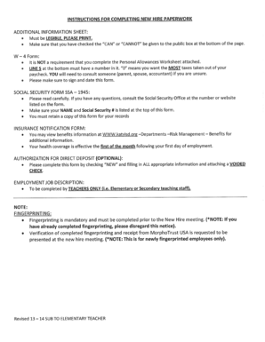 New Hire Paperwork Instructions
