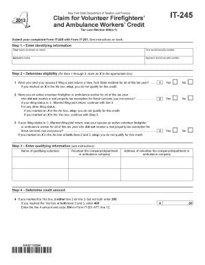 New York Volunteer Firefighters and Ambulance Workers Credit Form IT-245