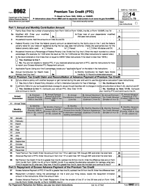 IRS Form 8962 Premium Tax Credit