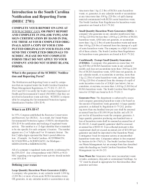 South Carolina Hazardous Waste Notification and Reporting Form
