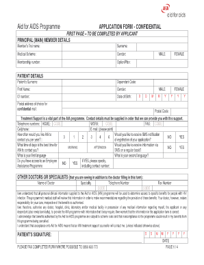 Aid for AIDS Programme Application Form