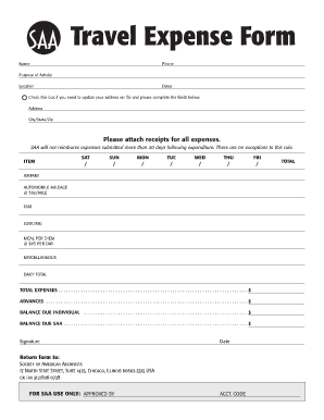 Reimbursement document template - society of american archivists reimbursement form