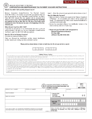 Missouri Corporation Income Franchise Tax Payment Voucher