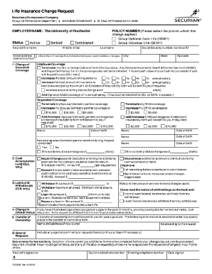 Life Insurance Change Request Form