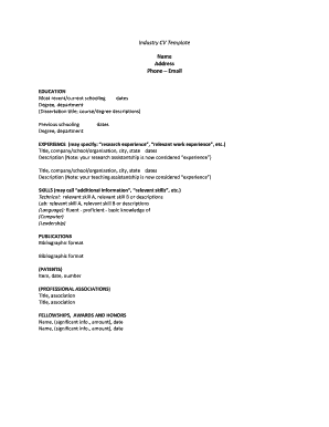 Industry CV and Resume Templates