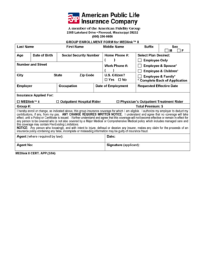 Group Enrollment Form for MEDlink II