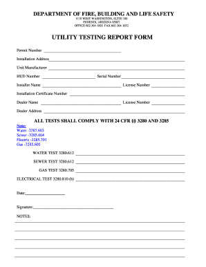 Utility Testing Report Form