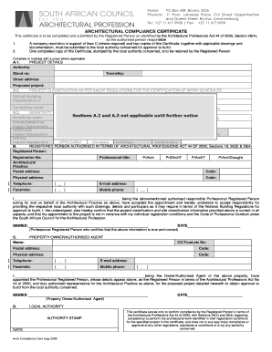 Architectural Compliance Certificate