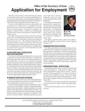 Kansas Secretary of State Employment Application
