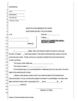 Notice of Corrected Social Security Number