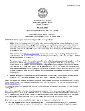 TN Form UCC11 Information Request