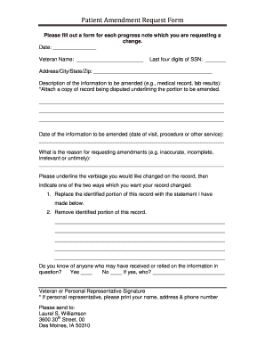 Patient Amendment Request Form