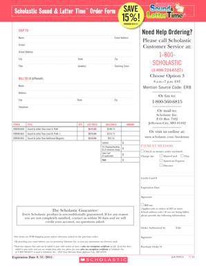 Scholastic Sound & Letter Time Order Form