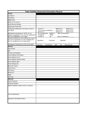 Personnel Information Record