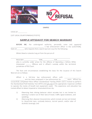 Sample Affidavit for Search Warrant