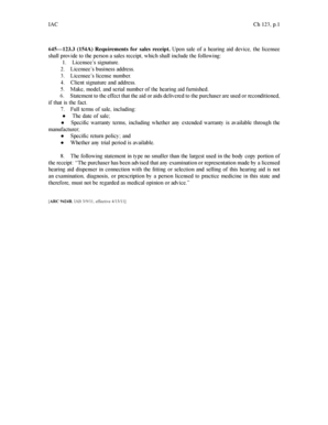 Iowa Hearing Aid Sales Receipt