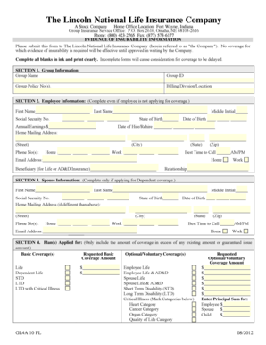 Evidence of Insurability Form