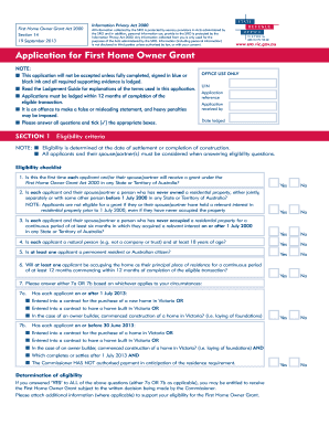 First Home Owner Grant Application