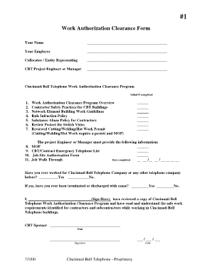 Work Authorization Clearance Form