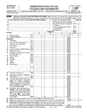 Schedule E Supplemental Income and Loss Form 1040