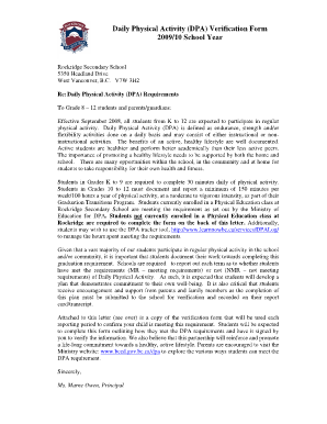British Columbia Daily Physical Activity Verification Form