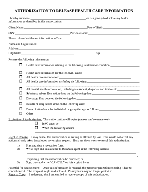 Authorization to Release Health Care Information
