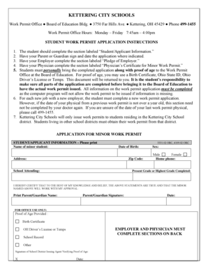Ohio Minor Work Permit Application