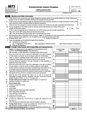 Form 8873 Extraterritorial Income Exclusion