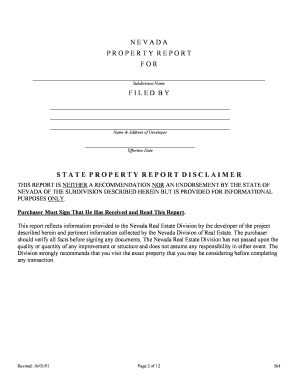 Nevada Property Report Form 564