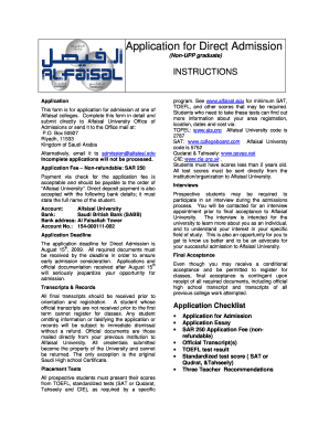 Alfaisal University Direct Admission Application