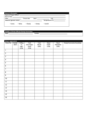 Driver Intervention Form