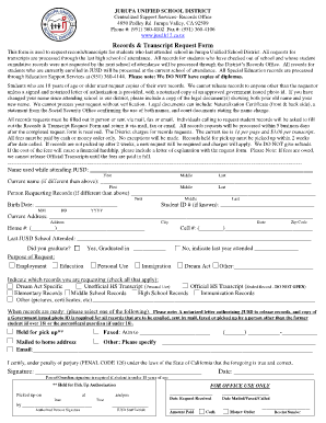 Jurupa Unified School District Records & Transcript Request Form