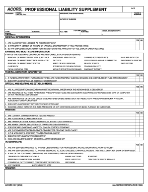 ACORD Professional Liability Supplement