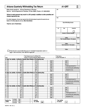 Arizona Quarterly Withholding Tax Return A1-QRT