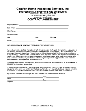 Radon Testing Contract Agreement