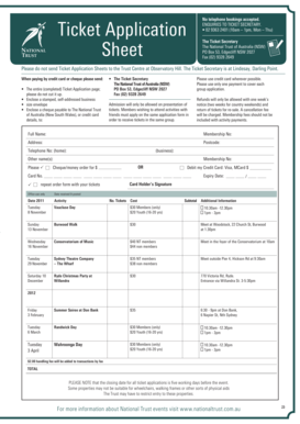 National Trust of Australia Event Ticket Application