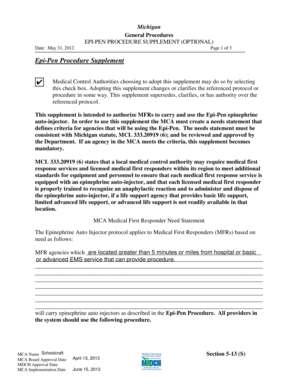 Michigan Epi-Pen Procedure Supplement