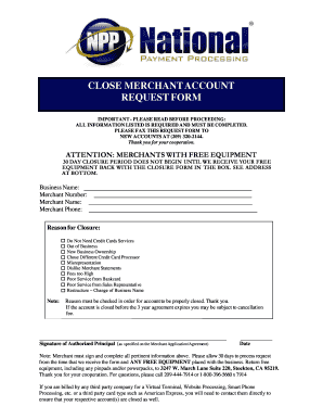 Merchant Account Closure Request Form