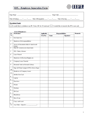 Employee Separation Form