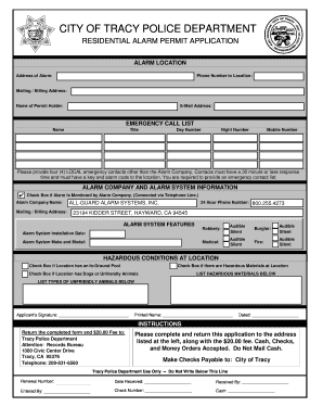 Residential Alarm Permit Application