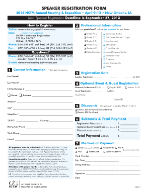 Speaker Registration Form