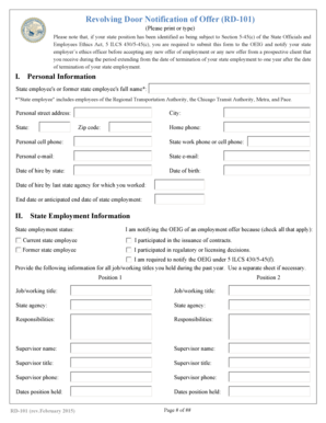 Revolving Door Notification of Offer