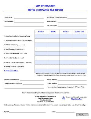City of Houston Hotel Occupancy Tax Report